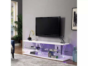 Ernst White & Clear 60" TV Console w/ LED lights - Ornate Home
