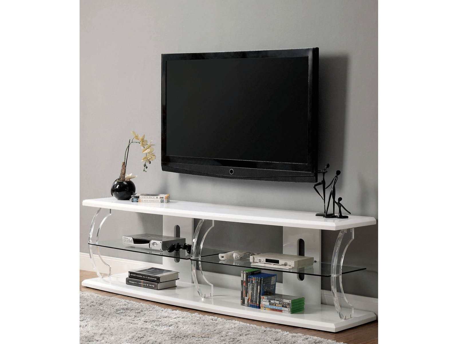 Ernst White & Clear 72" TV Console w/ LED lights - Ornate Home