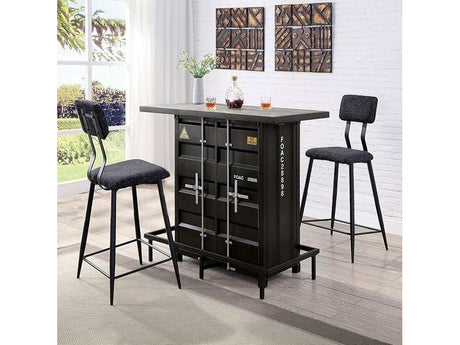 Esdargo Black/Distressed Dark Oak Bar Height Table w/ LED Light - Ornate Home