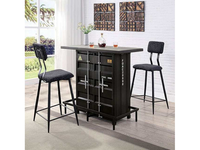 Esdargo Black/Distressed Dark Oak Bar Height Table w/ LED Light - Ornate Home