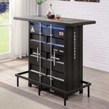 Esdargo Black/Distressed Dark Oak Bar Height Table w/ LED Light - Ornate Home