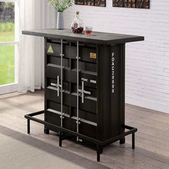 Esdargo Black/Distressed Dark Oak Bar Height Table w/ LED Light - Ornate Home