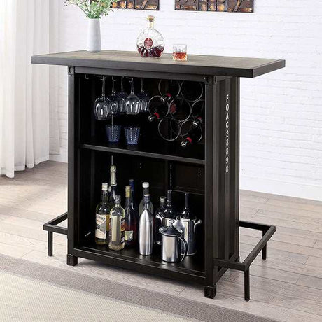 Esdargo Black/Distressed Dark Oak Bar Height Table w/ LED Light - Ornate Home