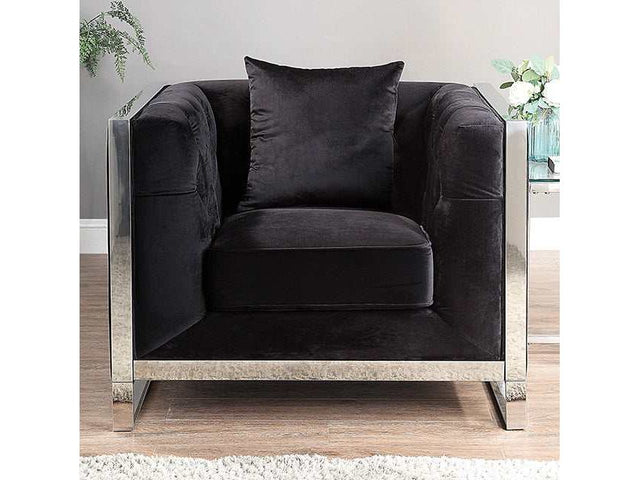 Evadne Black Chair w/ Pillow - Ornate Home