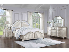 Evangeline Silver Oak / Ivory California King Bed 4 Pc Set - Ornate Home