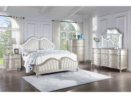 Evangeline Silver Oak / Ivory California King Bed 5 Pc Set - Ornate Home