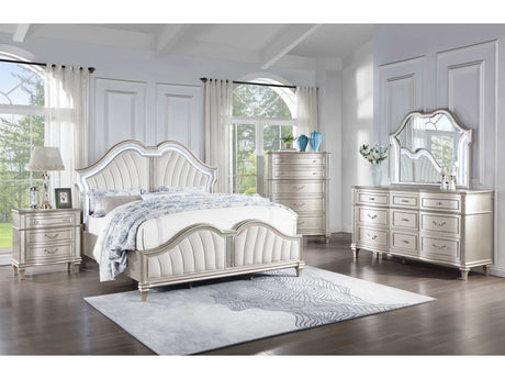 Evangeline Silver Oak / Ivory Eastern King Bed 5 Pc Set - Ornate Home