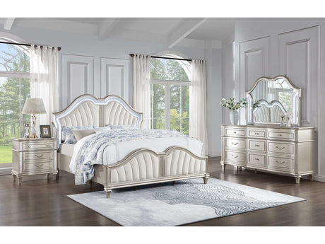 Evangeline Silver Oak / Ivory Queen Bed 4 Pc Set - Ornate Home