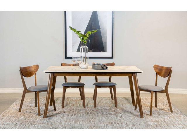 Everett Marble / Natural Walnut 5 Pc Dining Set - Ornate Home