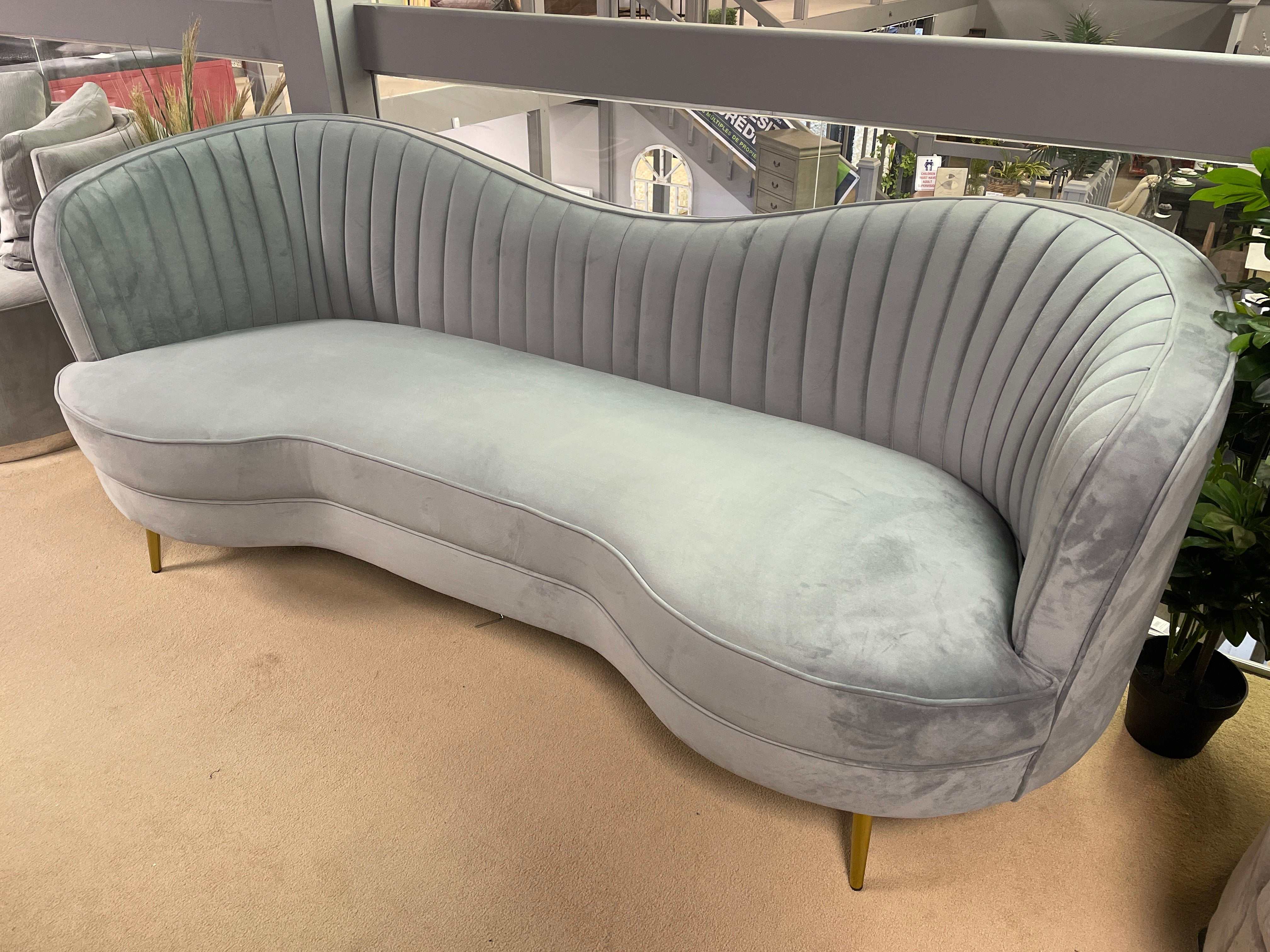 Sophia Grey & Gold Stationary Sofa - Ornate Home