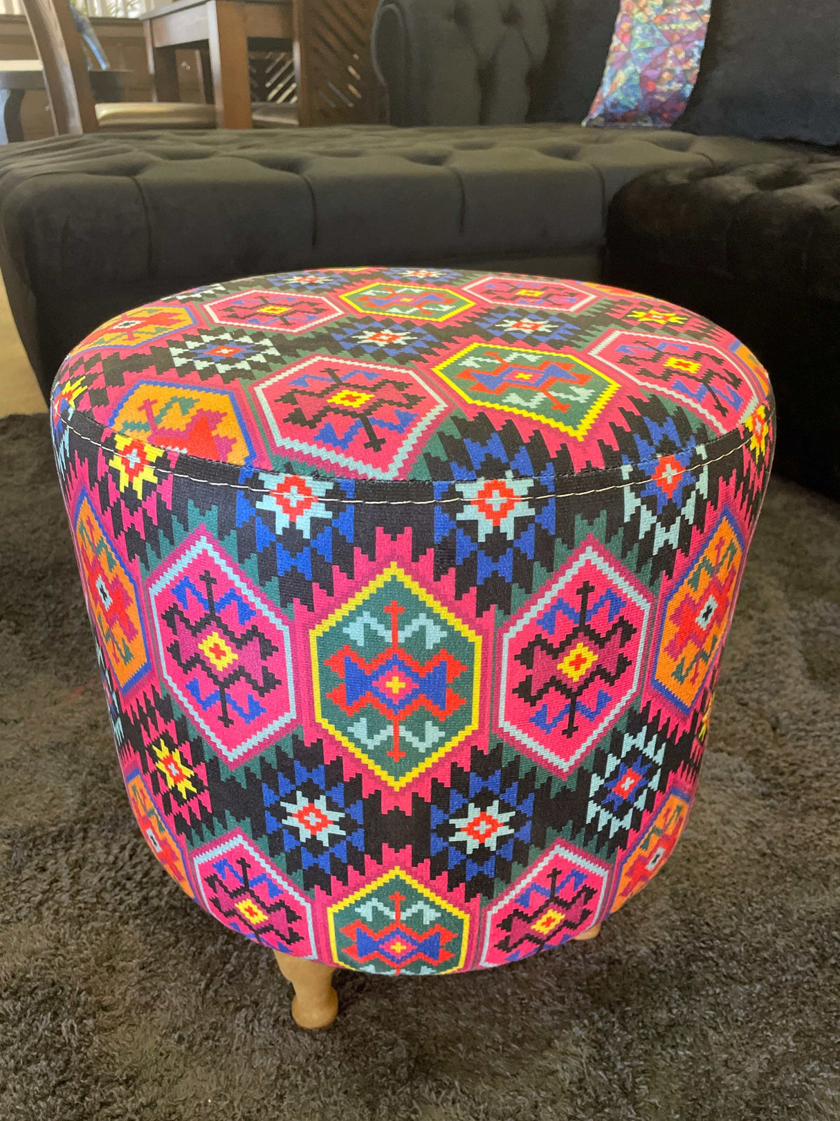 BOGO! Small Multi Color Accent Pouf - Ornate Home