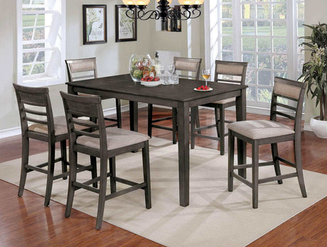Fafnir Weathered Gray & Beige Counter Ht. Dining Room Set (Set of 7) - Ornate Home