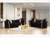 Fanci Black Velvet Living Room Set / 2pc - Ornate Home