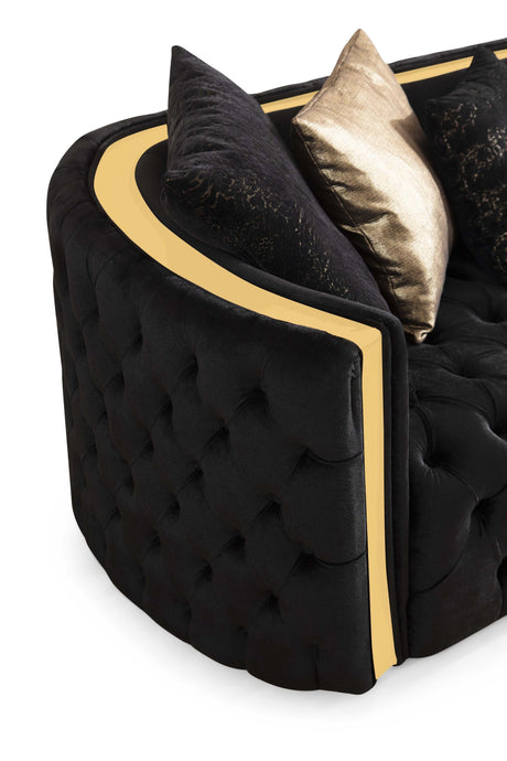 Fanci Black Velvet Living Room Set / 2pc - Ornate Home
