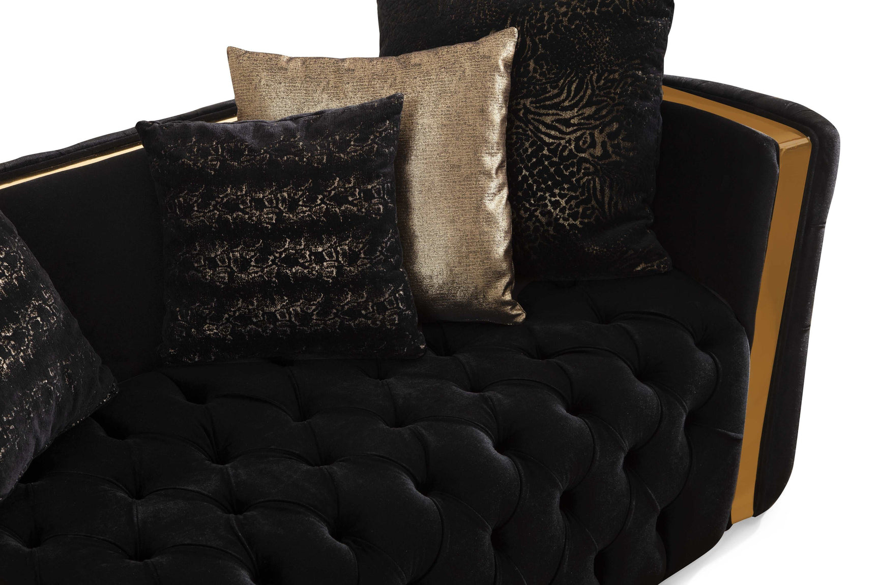 Fanci Black Velvet Living Room Set / 2pc - Ornate Home