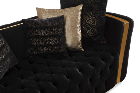 Fanci Black Velvet Living Room Set / 2pc - Ornate Home