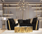 Fanci Black Velvet Living Room Set / 2pc - Ornate Home