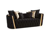 Fanci Black Velvet Living Room Set / 2pc - Ornate Home