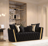 Fanci Black Velvet Living Room Set / 2pc - Ornate Home
