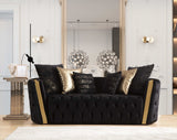 Fanci Black Velvet Living Room Set / 2pc - Ornate Home