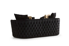 Fanci Black Velvet Living Room Set / 2pc - Ornate Home