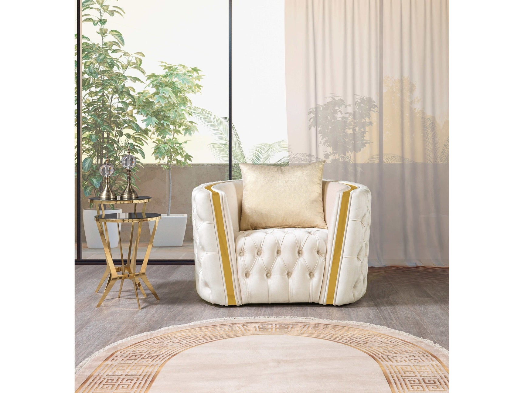 Fanci Ivory Velvet Chair - Ornate Home