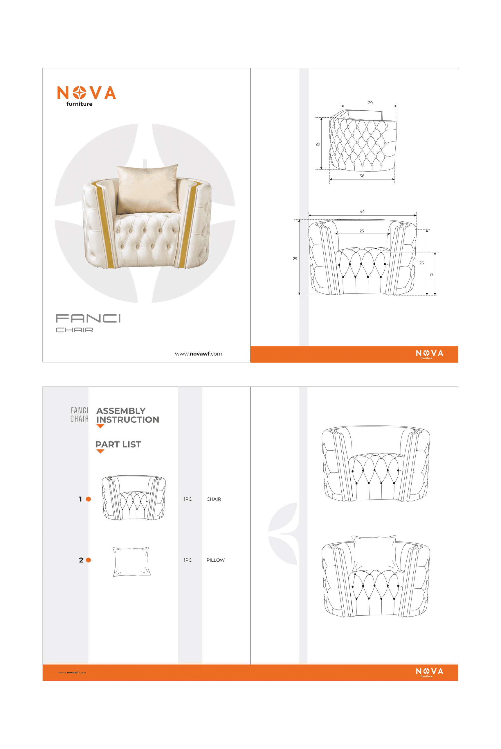 Fanci Ivory Velvet Chair - Ornate Home