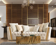 Fanci Ivory Velvet Living Room Set / 2pc - Ornate Home