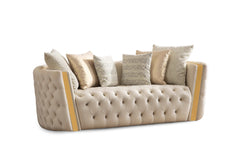 Fanci Ivory Velvet Living Room Set / 2pc - Ornate Home