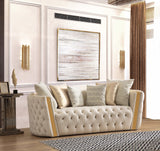 Fanci Ivory Velvet Living Room Set / 2pc - Ornate Home