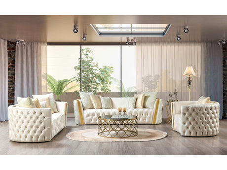 Fanci Ivory Velvet Sofa & Loveseat - Ornate Home