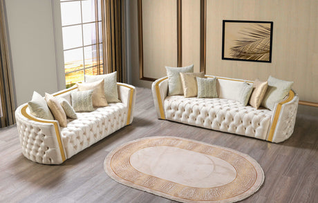 Fanci Ivory Velvet Sofa & Loveseat - Ornate Home
