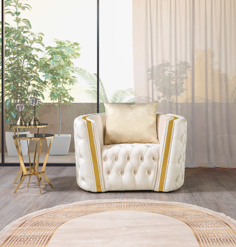 Fanci Ivory Velvet Sofa & Loveseat - Ornate Home