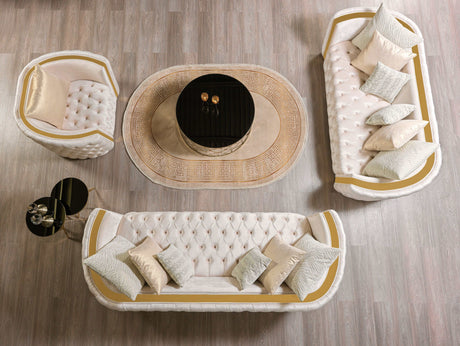 Fanci Ivory Velvet Sofa & Loveseat - Ornate Home