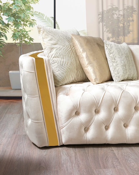 Fanci Ivory Velvet Sofa & Loveseat - Ornate Home