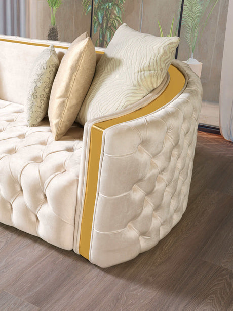 Fanci Ivory Velvet Sofa & Loveseat - Ornate Home