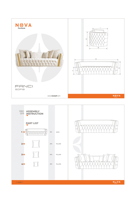 Fanci Ivory Velvet Sofa & Loveseat - Ornate Home