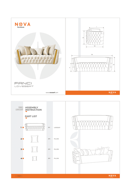 Fanci Ivory Velvet Sofa & Loveseat - Ornate Home
