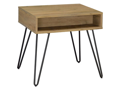 Fanning Golden Oak / Black End Table - Ornate Home