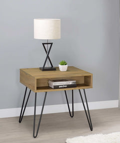 Fanning Golden Oak / Black End Table - Ornate Home