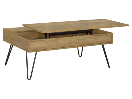 Fanning Golden Oak / Black Lift Top Coffee Table - Ornate Home