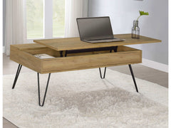 Fanning Golden Oak / Black Lift Top Coffee Table - Ornate Home