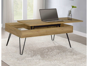 Fanning Golden Oak / Black Lift Top Coffee Table - Ornate Home