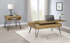 Fanning Golden Oak / Black Lift Top Coffee Table - Ornate Home