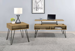 Fanning Golden Oak / Black Lift Top Coffee Table - Ornate Home