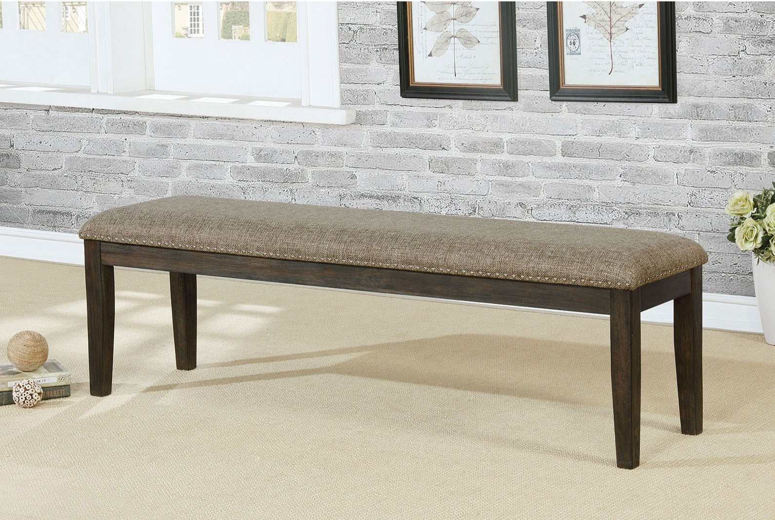 Faulk Espresso & Warm Gray Bench - Ornate Home