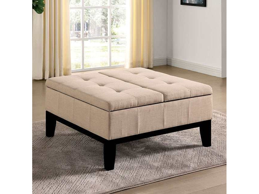 Fazio Beige Storage Ottoman - Ornate Home