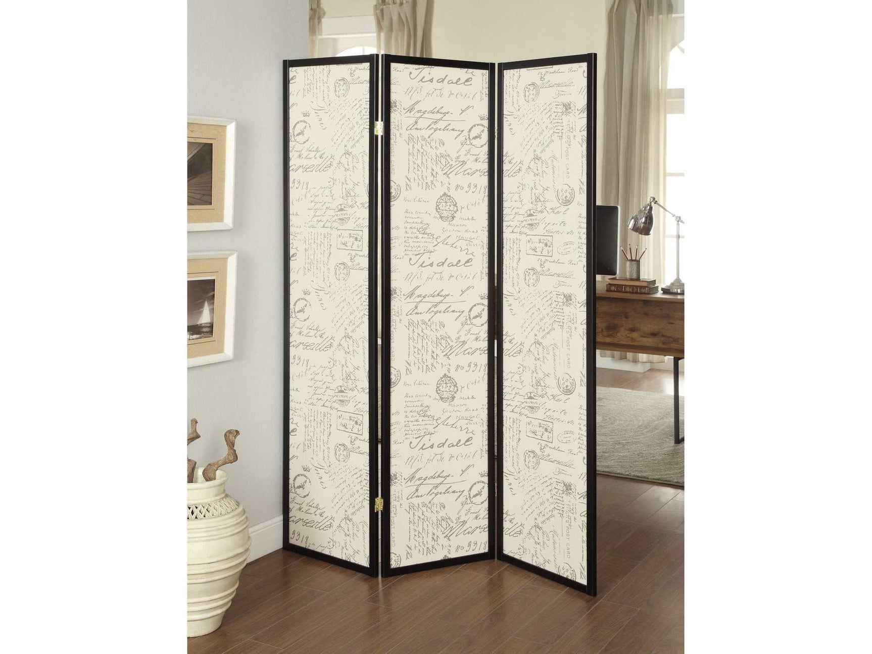 Felice Espresso 3pc Panel Screen - Ornate Home