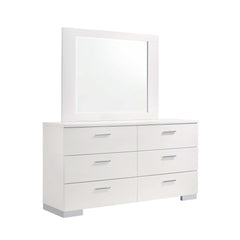 Felicity Glossy White 4pc California King Panel Bedroom Set w/ LED Lighting - Ornate Home