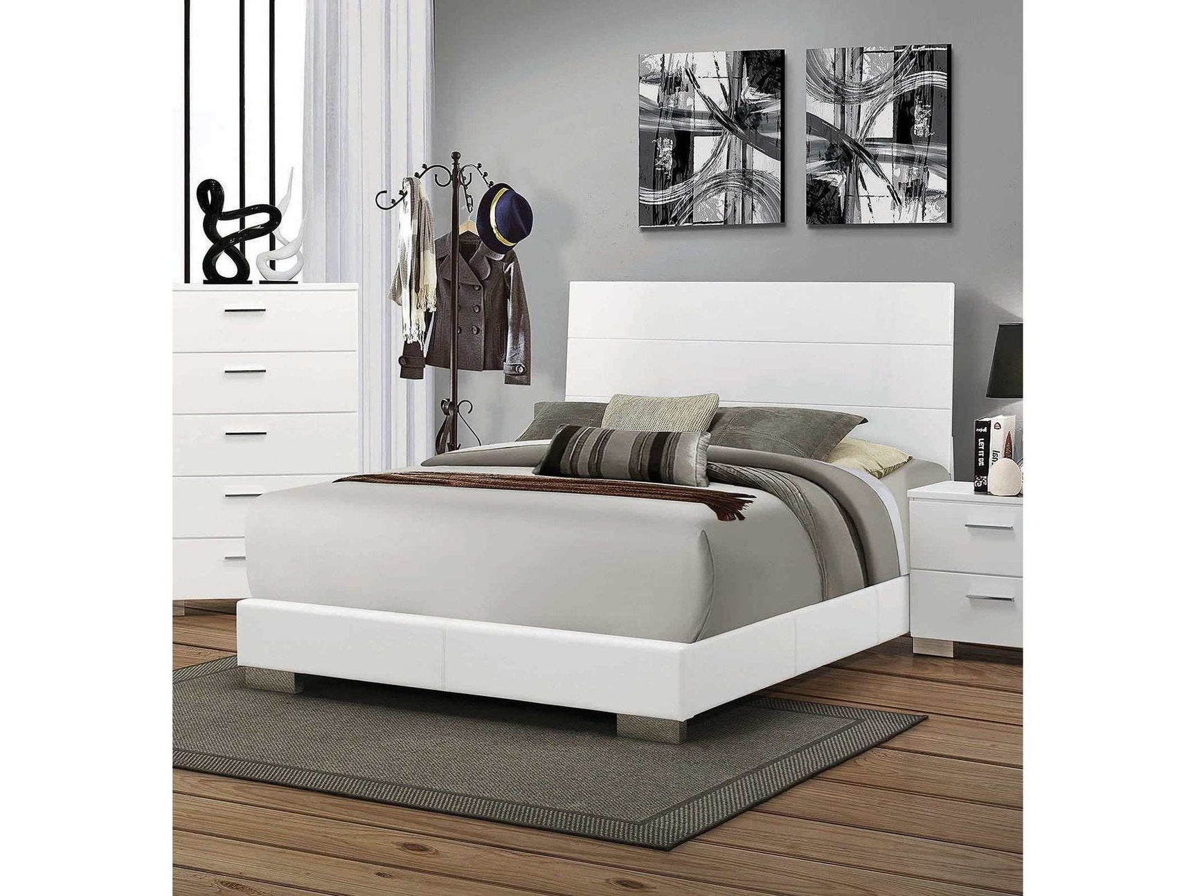 Felicity Glossy White California King Panel Bed - Ornate Home
